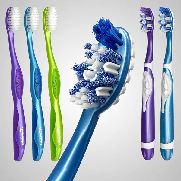 Group of Toothbrushes with close-up of head